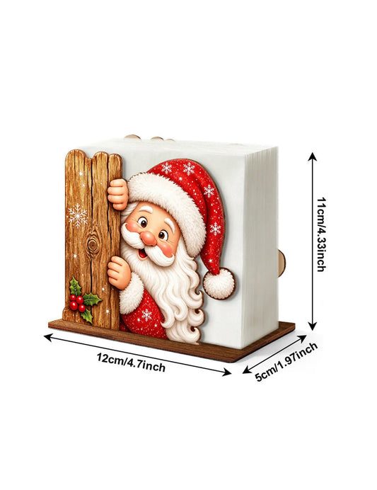 Adorable Wooden Santa Napkin Holder, Christmas Table Decor