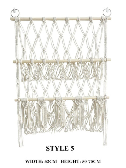 Boho Hand-woven Storage Hammock Rack Ideal for Children's Room Plush Toy Storage Display Shelf Home Decor Organizer Mesh Wall Art Tapestry