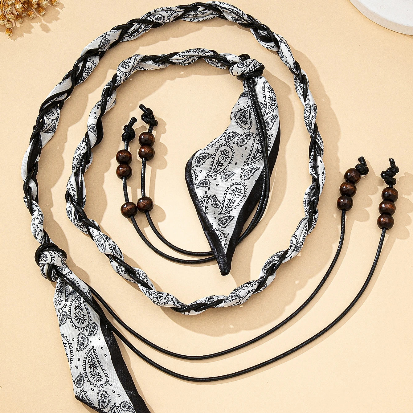 High-End Bohemian Silk Scarf Woven Necklace, Can Also Be Used as a Thin Belt,