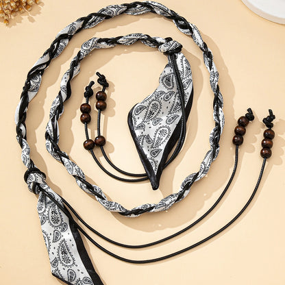 High-End Bohemian Silk Scarf Woven Necklace, Can Also Be Used as a Thin Belt,