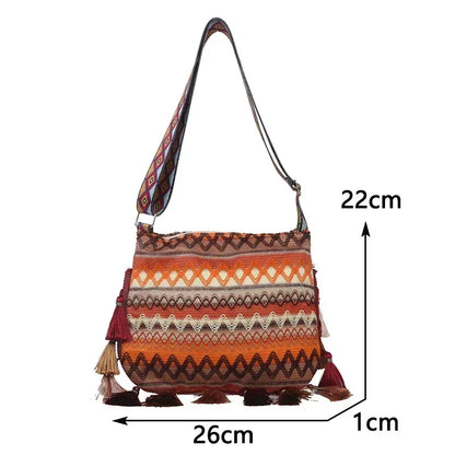 Vintage Ethnic Handwoven Crossbody Hippie Sling Shoulder Bag