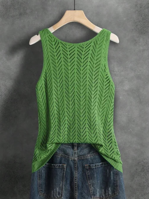 Solid Color Knit Tank Top Suitable for Denim Jeans. 5 unique colors