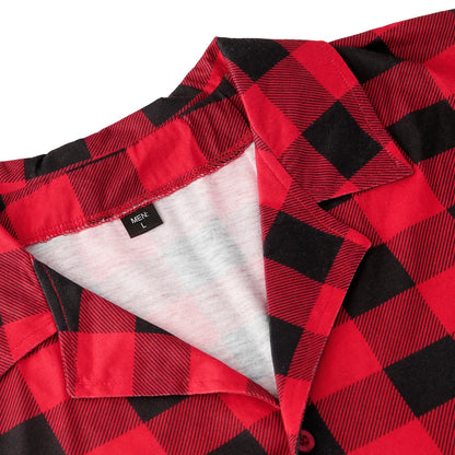 Christmas Family Pajamas Plaid Print Mother Father Kids Matching Full Sleeve, Button Shirt, Child's Set or Gown
