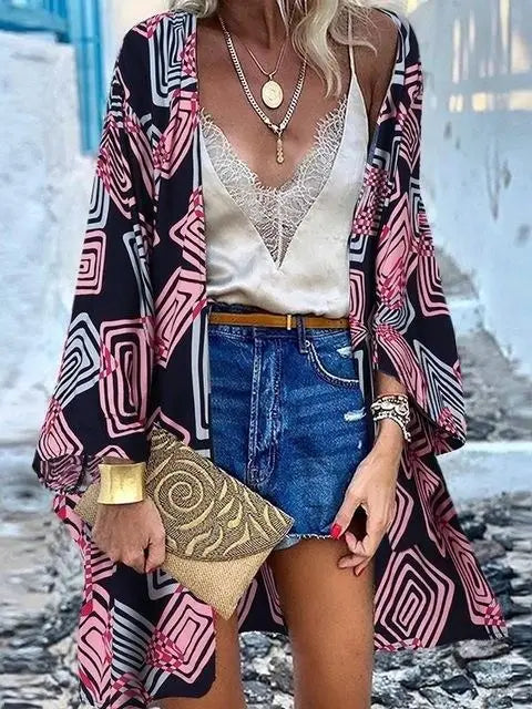 Women's Boho Blouse Cardigan Top, Casual Cover-Up in 12 designs