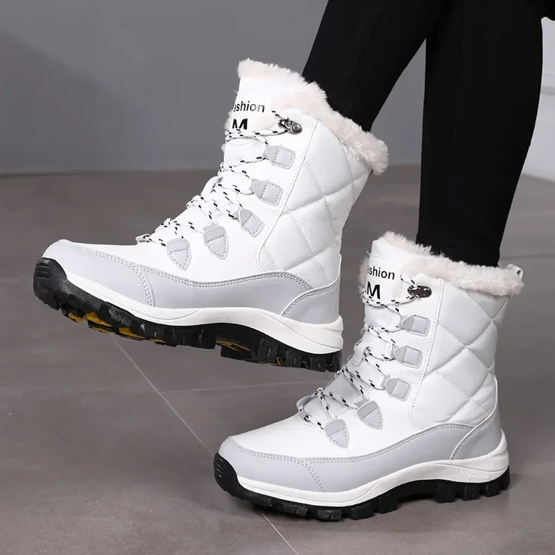 Snow Boots, Warm and Waterproof, Lace Up, Fleece Lined