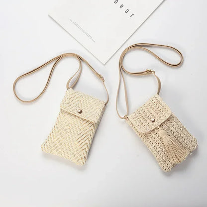 Straw Mobile Phone Shouder  Mini Crossbody Bohemian Style