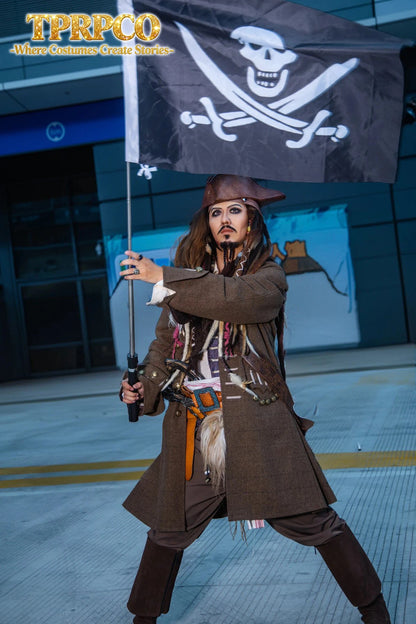 Pirate Captain Jack Sparrow Wig and Hat, Pirates of the Caribbean Cosplay Accessories