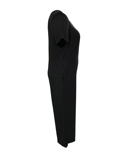 Sizes to 5XL  Jumpsuit, Short Sleeve, U neckline, with pockets. 5 colors